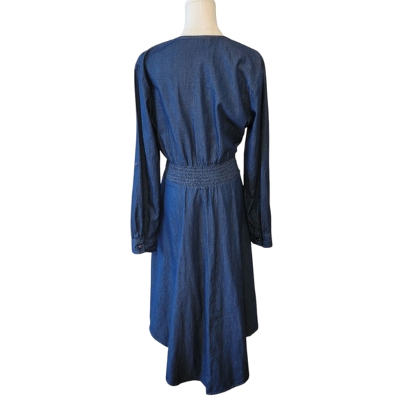 NY&C Blue Chambray Denim Hi Lo Dress Size Medium - Picture 3 of 4